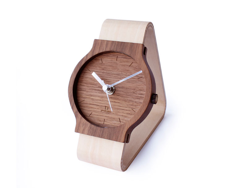 福井県産　木製記念品［Watches clock／置き時計（ブラウン）］